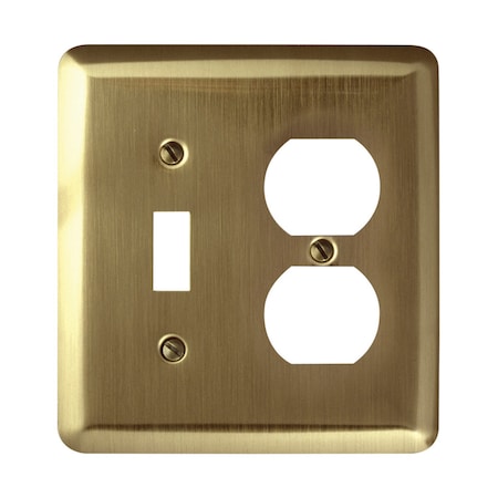 Amerelle Amerelle Devon Brushed Brass 2 gang Stamped Steel Duplex/Toggle Wall Plate 1 pk 154TD
